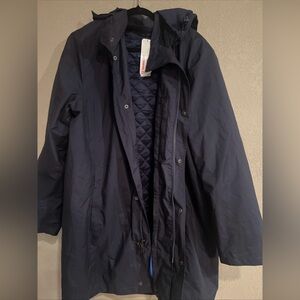 American Airlines by Land’s End Navy Hooded Mens Coat XL Zip Lining Primaloft
